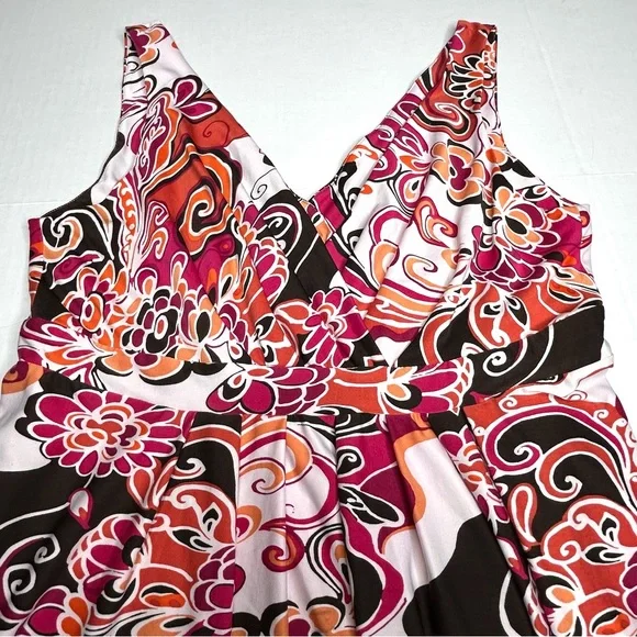 Metro 7 Size Medium (8-10) Orange Retro Surplice Sleeveless Dress - Picture 2 of 10